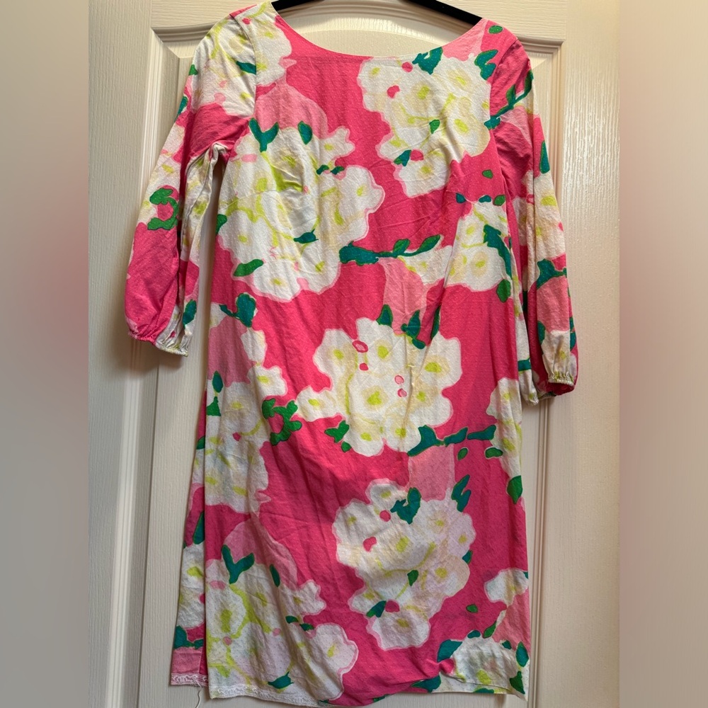 EUC Size 8 Lilly Pulitzer Pink Floral Balloon Sleeve Dress